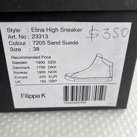 NWT - Women's Filippa K Elina High Sneaker / Sand Suede / Size 38 or 8US - Picture 12 of 13